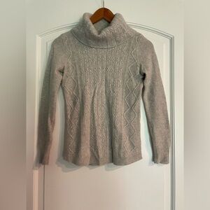 KENAR Beige Cashmere Cable-Knit Cowl Neck Pullover Sweater Women's S Long Sleeve